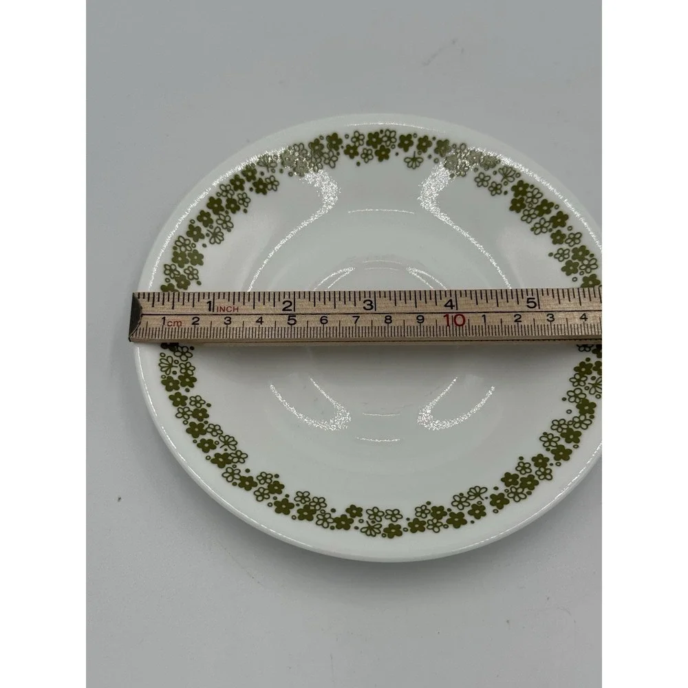 4 Corelle Corning Green Spring Blossom Crazy Daisy Hook Handle Cups and Saucers